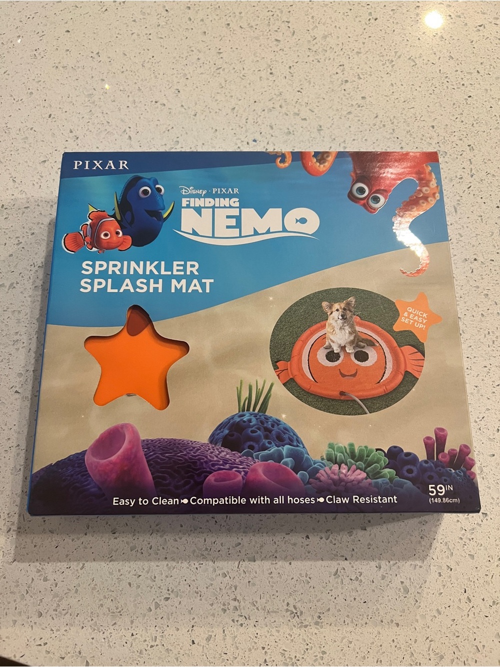 Disney Finding Nemo Blue and Orange Sprinkler Splash Mat for dogs